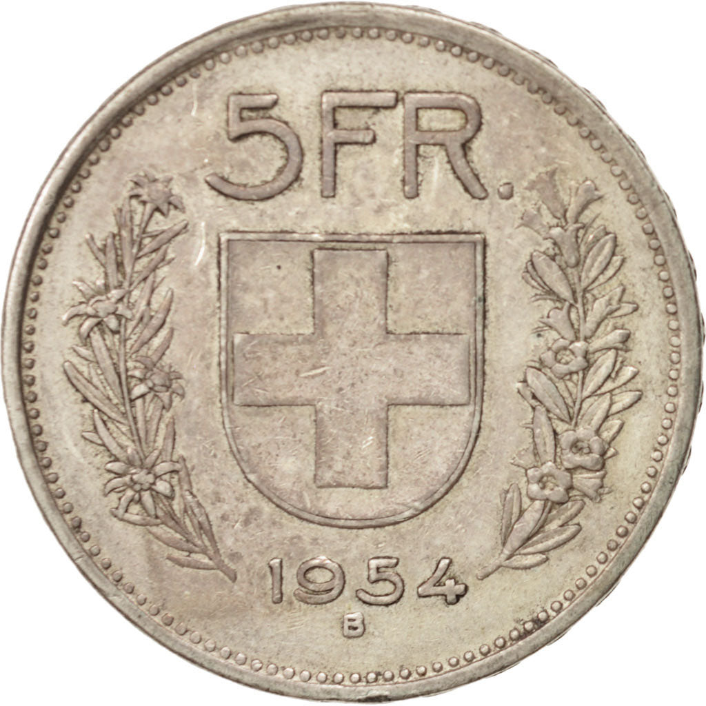 Switzerland, 5 Francs, 1954, Bern, AU(50-53), Silver, KM:40