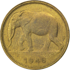 BELGIAN CONGO, Franc, 1946, KM #26, AU(50-53), Brass, 19.20, 2.51