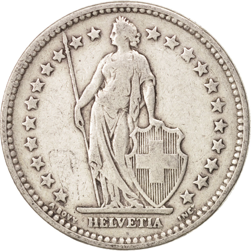 Switzerland, 2 Francs, 1906, Bern, VF(20-25), Silver, KM:21