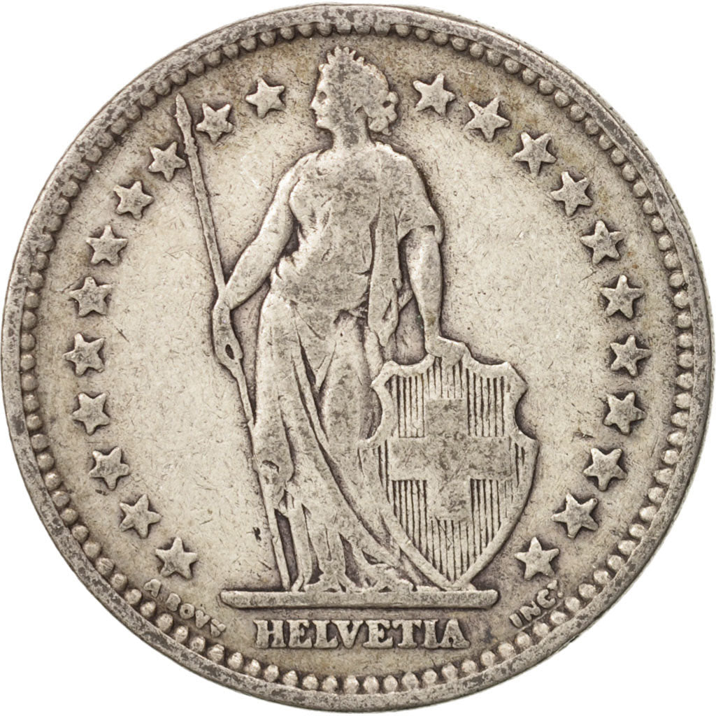 Svizzera, 2 Francs, 1907, Bern, MB, Argento, KM:21