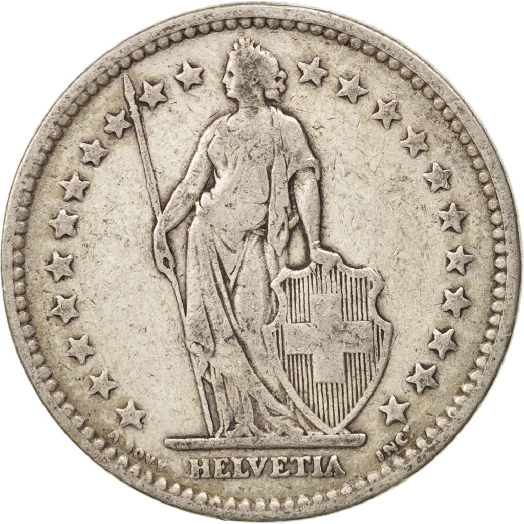 Switzerland, 2 Francs, 1910, Bern, VF(20-25), Silver, KM:21
