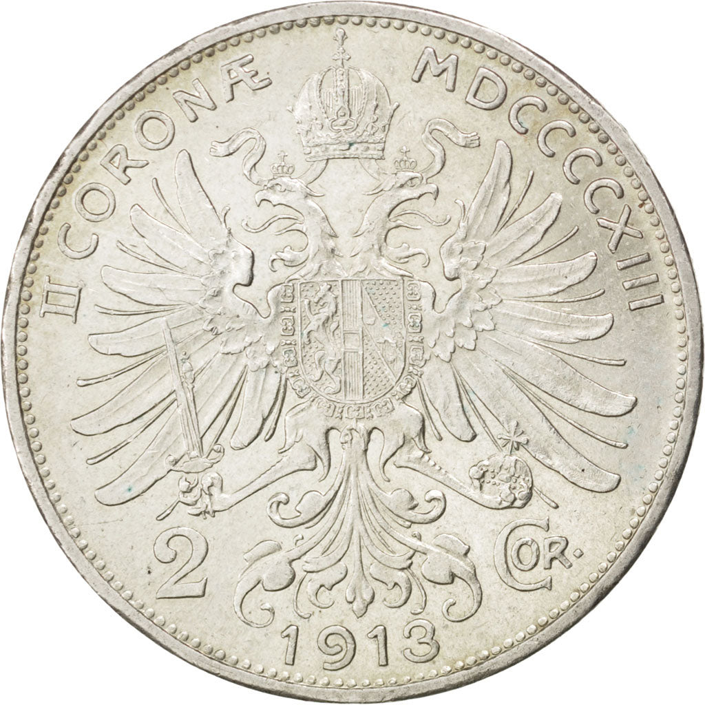 AUSTRIA, 2 Corona, 1913, KM #2821, MS(60-62), Silver, 27, 9.97