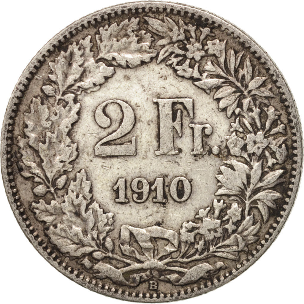 Coin, Switzerland, 2 Francs, 1910, Bern, VF(30-35), Silver, KM:21