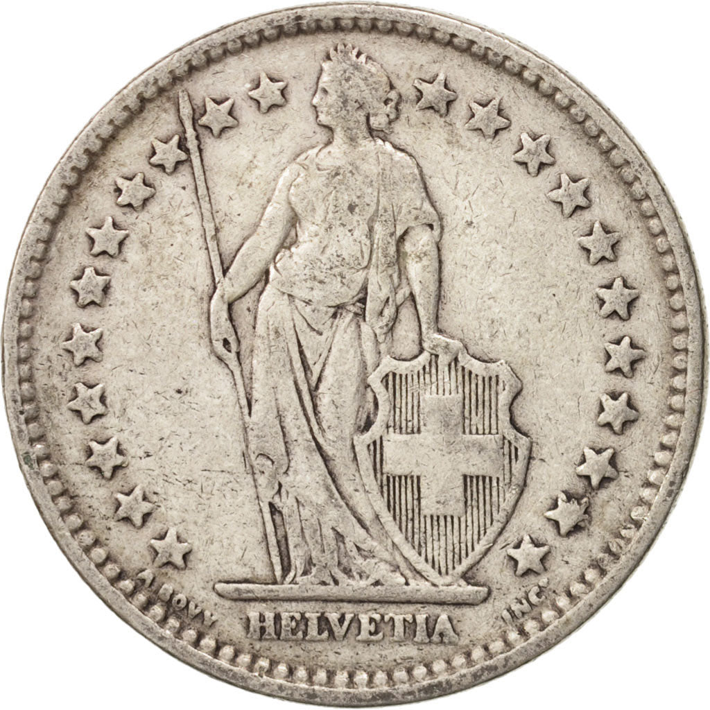 Switzerland, 2 Francs, 1913, Bern, VF(20-25), Silver, KM:21