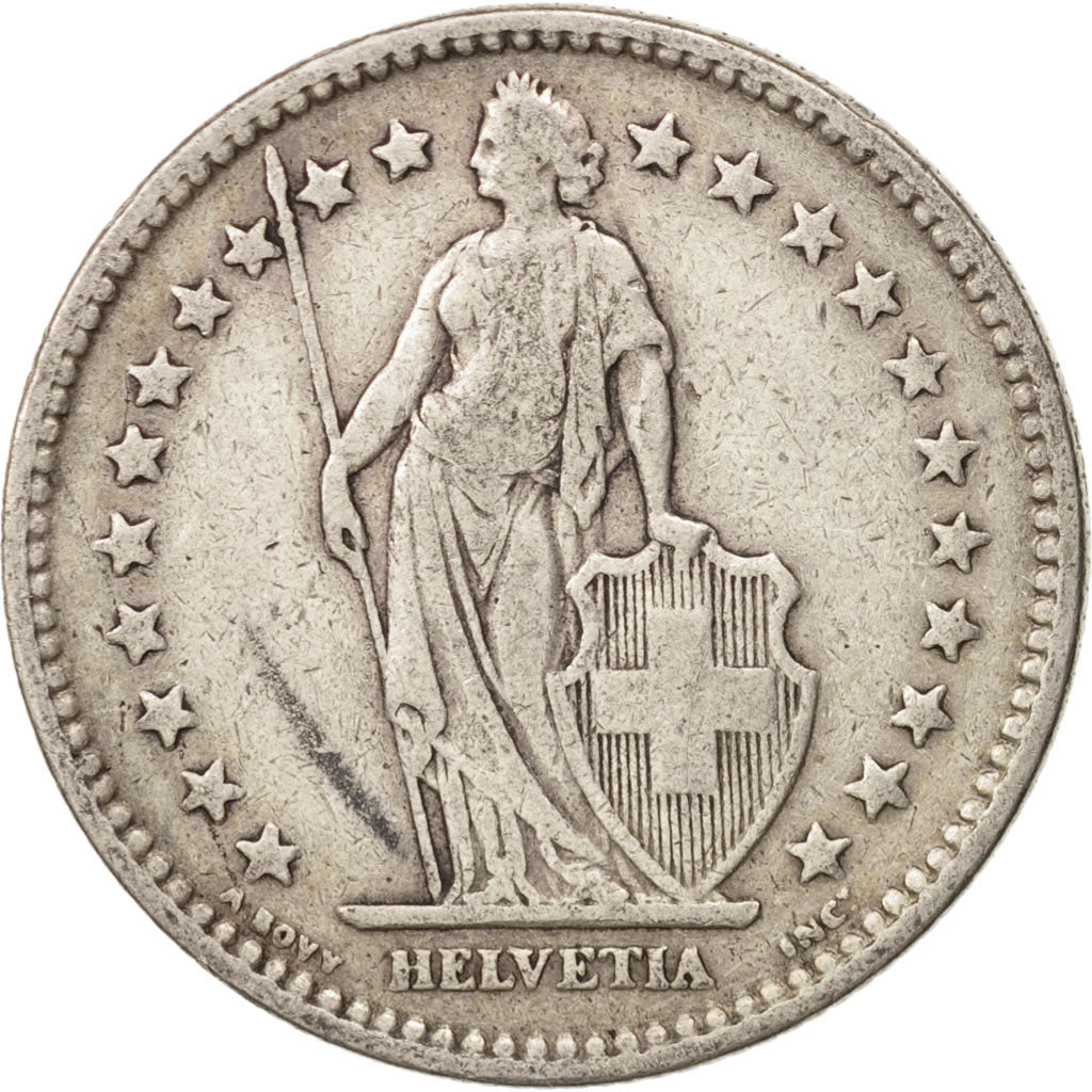 Switzerland, 2 Francs, 1914, Bern, VF(30-35), Silver, KM:21