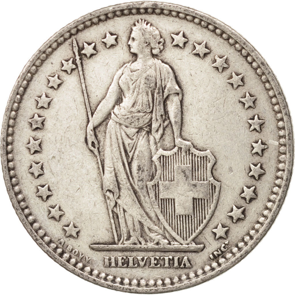 Svizzera, 2 Francs, 1916, Bern, BB, Argento, KM:21