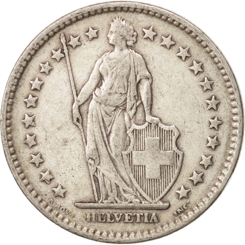 Coin, Switzerland, 2 Francs, 1922, Bern, VF(30-35), Silver, KM:21