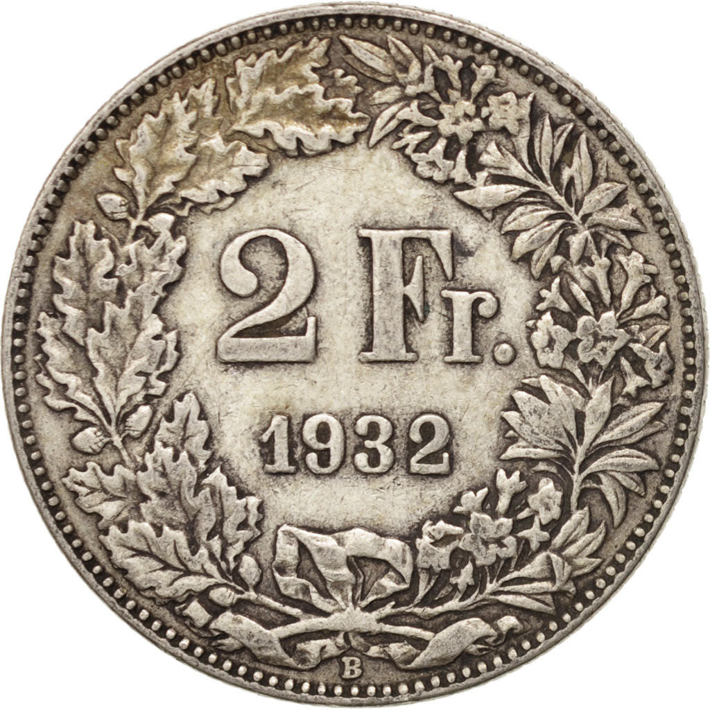 Schweiz, 2 Francs, 1932, Bern, EF(40-45), Silver, KM:21