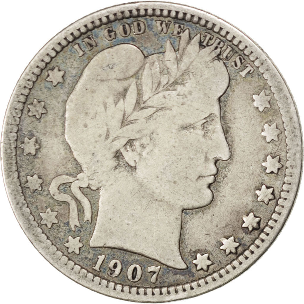 UNITED STATES, Barber Quarter, Quarter, 1907, U.S. Mint, KM #114, VF(30-35),...