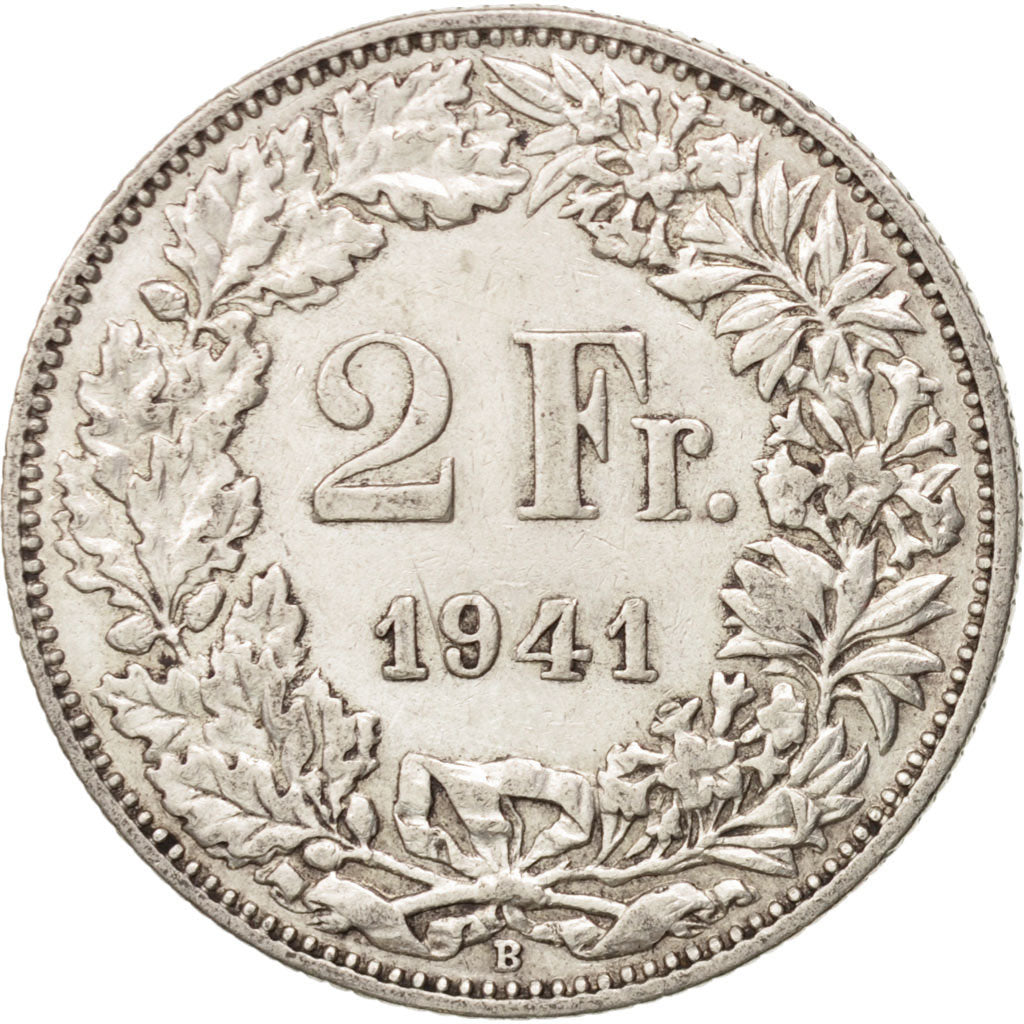 Switzerland, 2 Francs, 1941, Bern, VF(30-35), Silver, KM:21