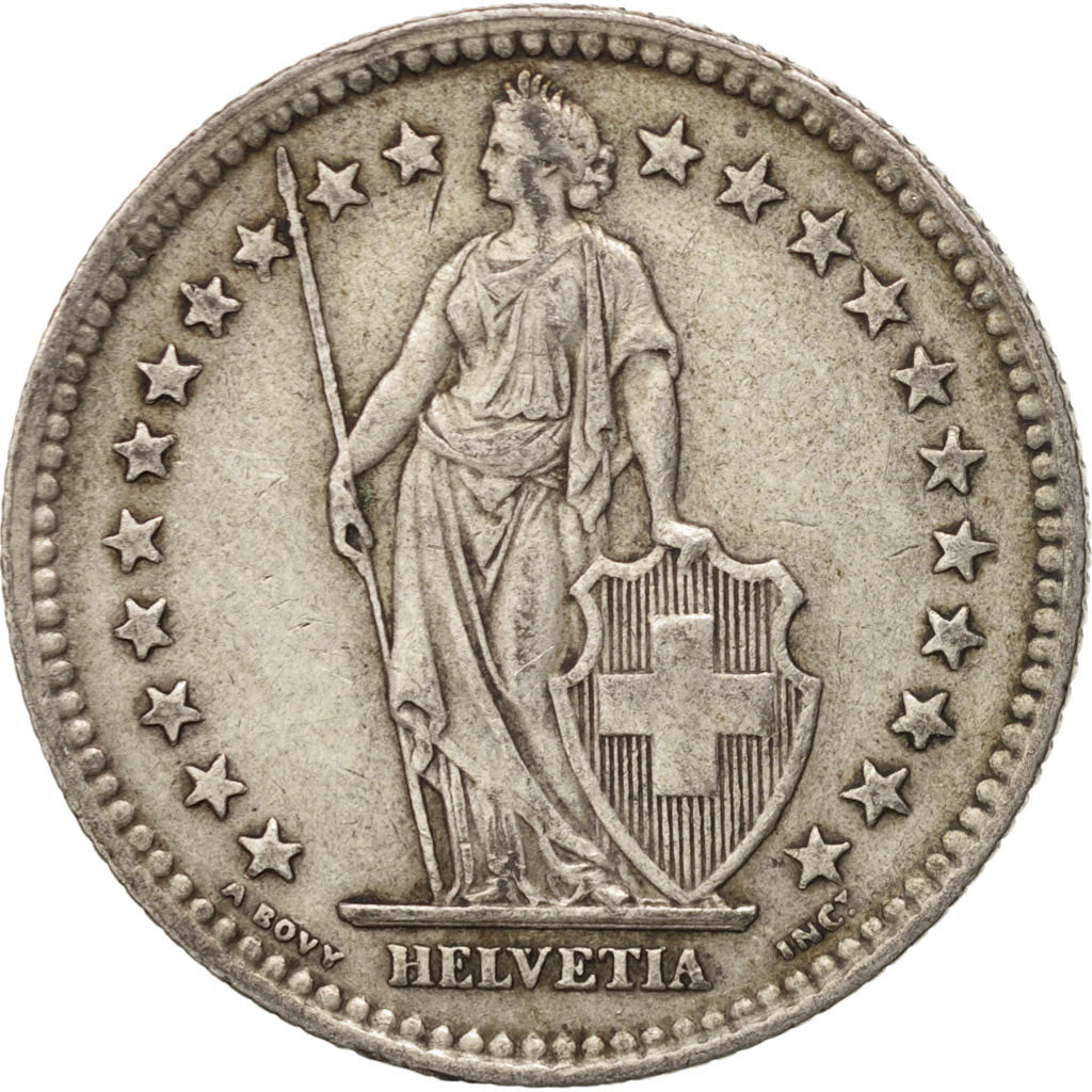 Svizzera, 2 Francs, 1943, Bern, BB, Argento, KM:21