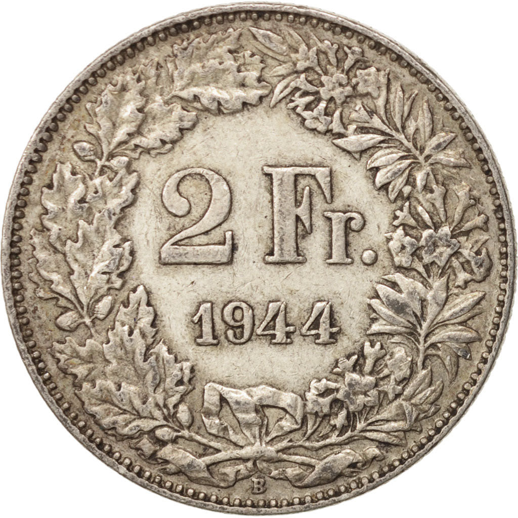 Switzerland, 2 Francs, 1944, Bern, EF(40-45), Silver, KM:21