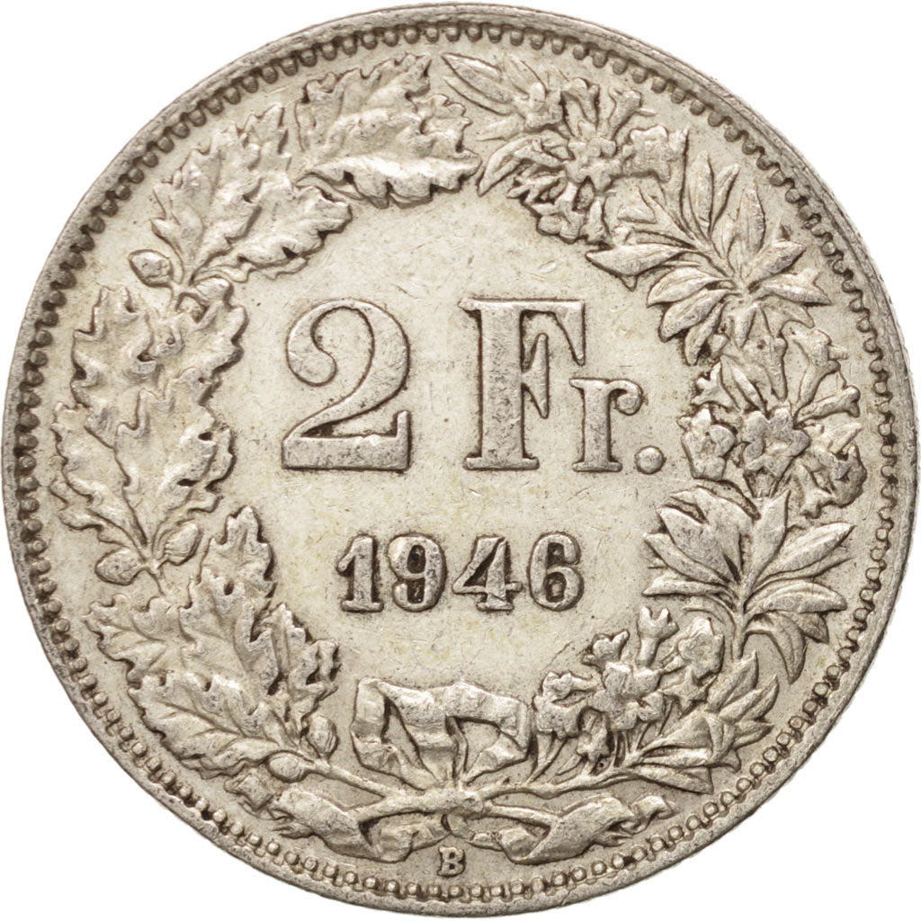 Switzerland, 2 Francs, 1946, Bern, EF(40-45), Silver, KM:21