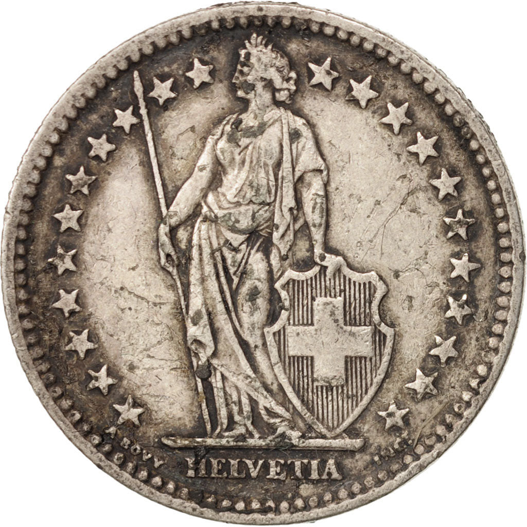 Switzerland, 2 Francs, 1945, Bern, VF(20-25), Silver, KM:21