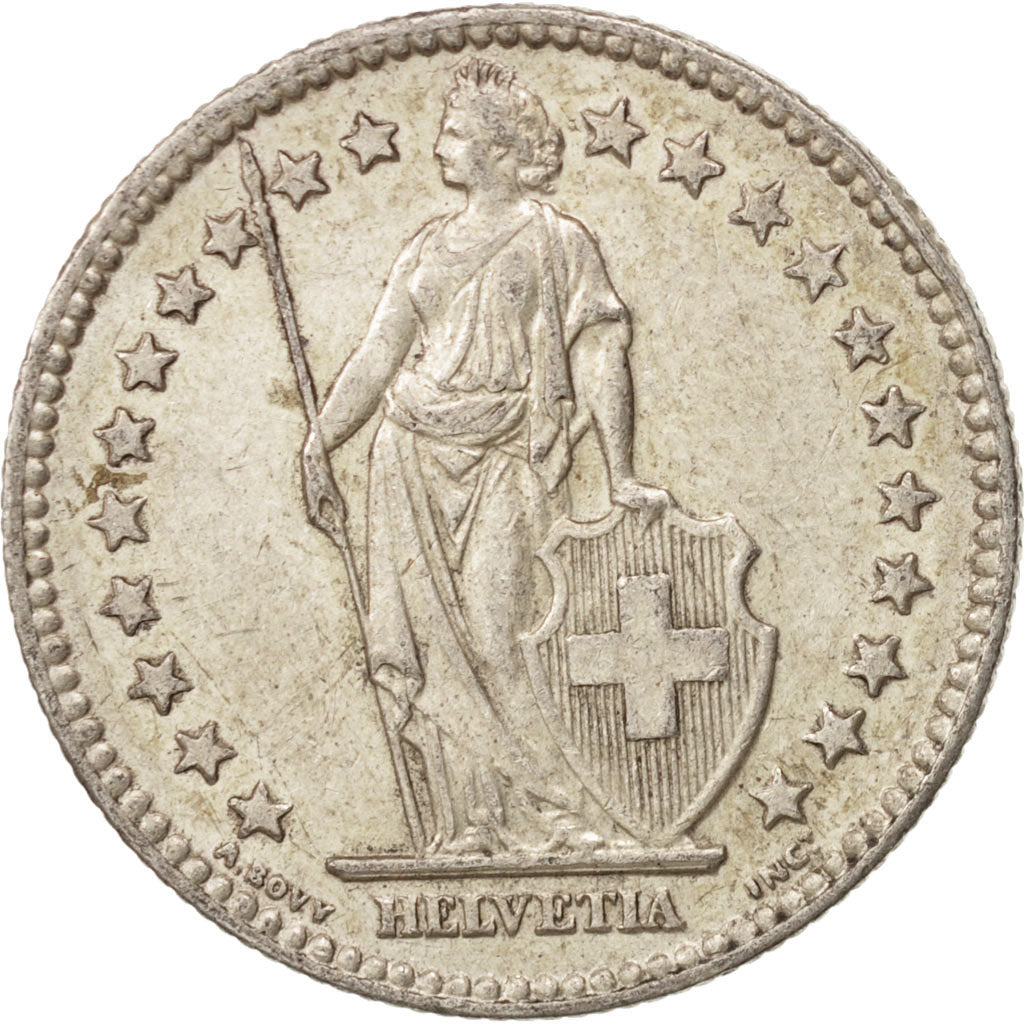 Switzerland, 2 Francs, 1955, Bern, AU(50-53), Silver, KM:21