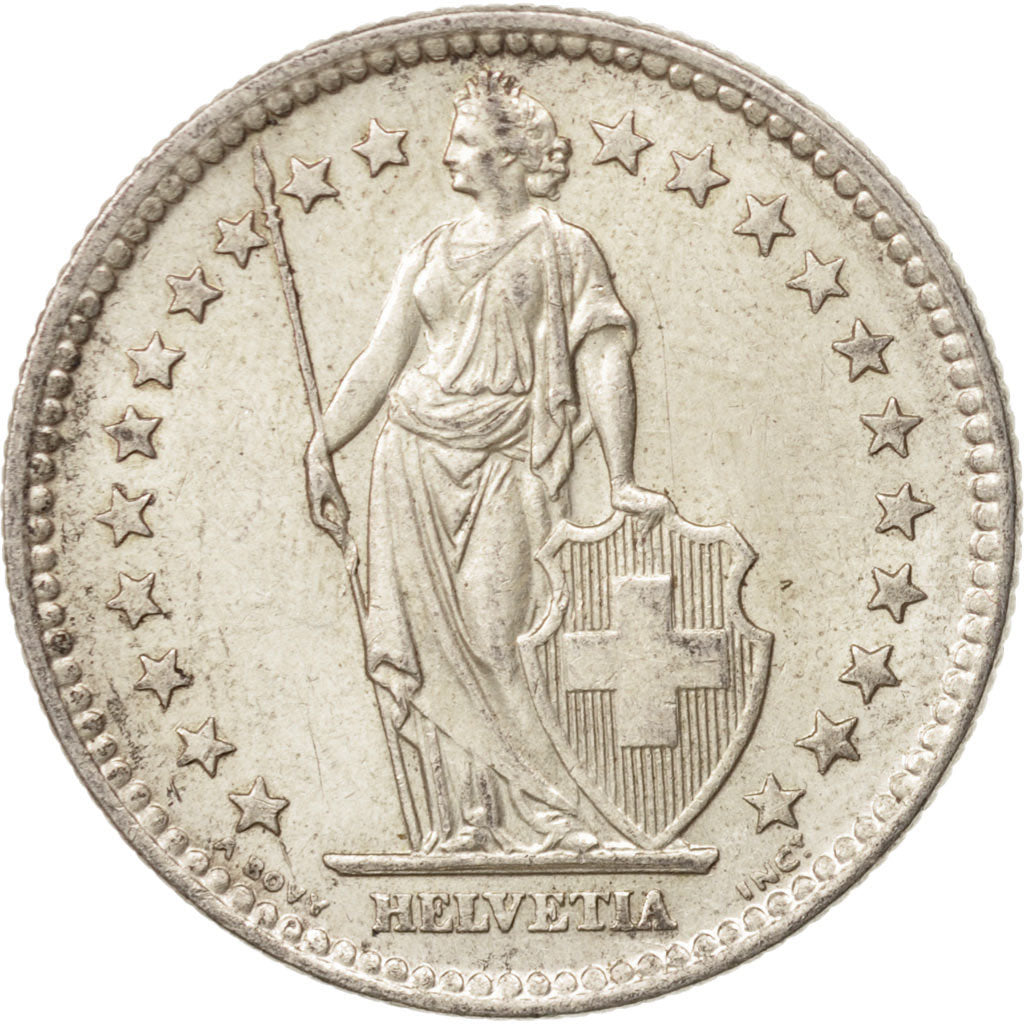 Coin, Switzerland, 2 Francs, 1964, Bern, AU(55-58), Silver, KM:21