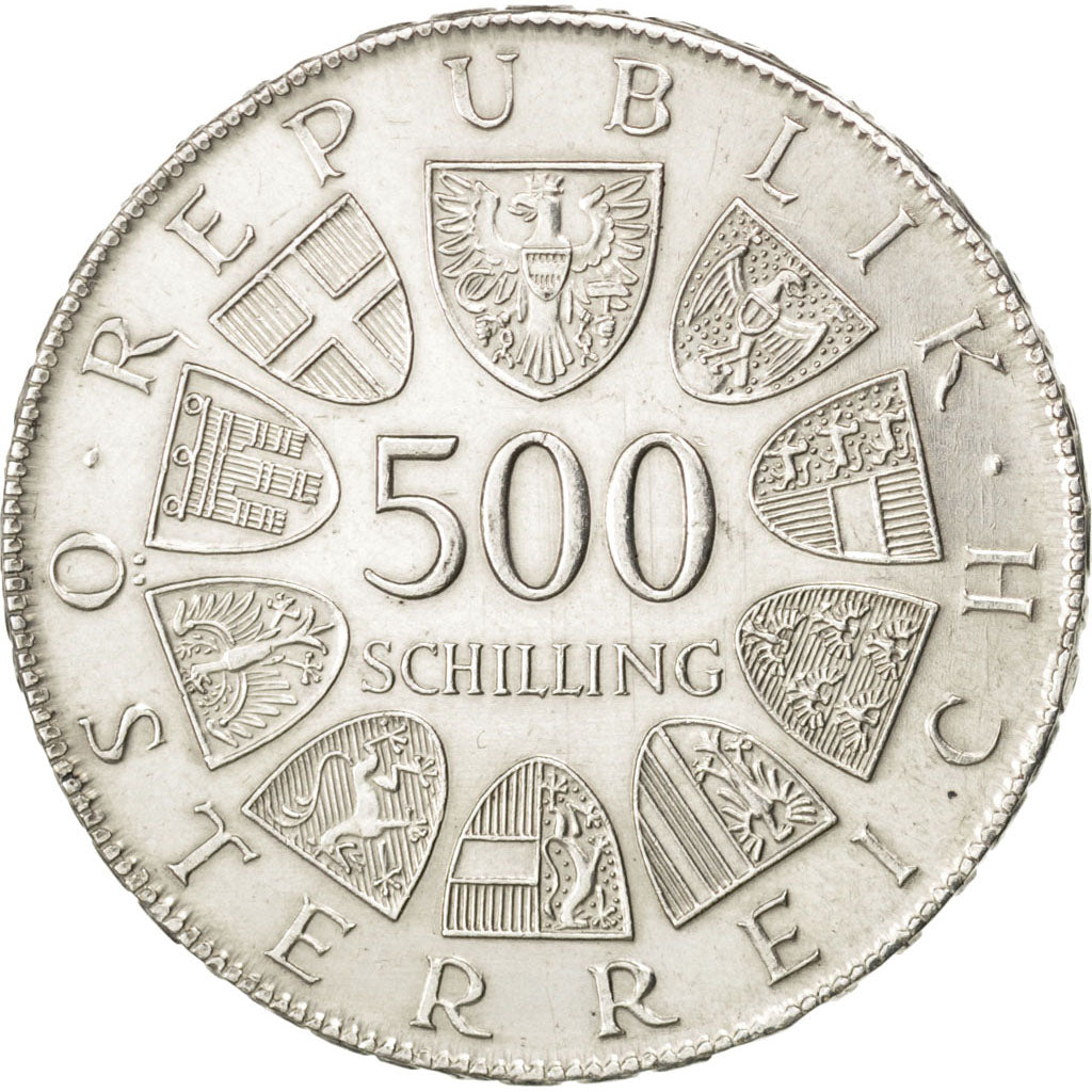 AUSTRIA, 500 Schilling, 1981, KM #2954, AU(55-58), Silver, 38, 23.80
