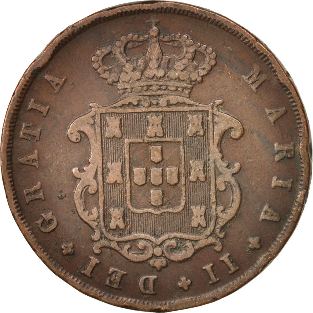 Portugal, Maria II, 10 Reis, 1850, VF(30-35), Copper, KM:481