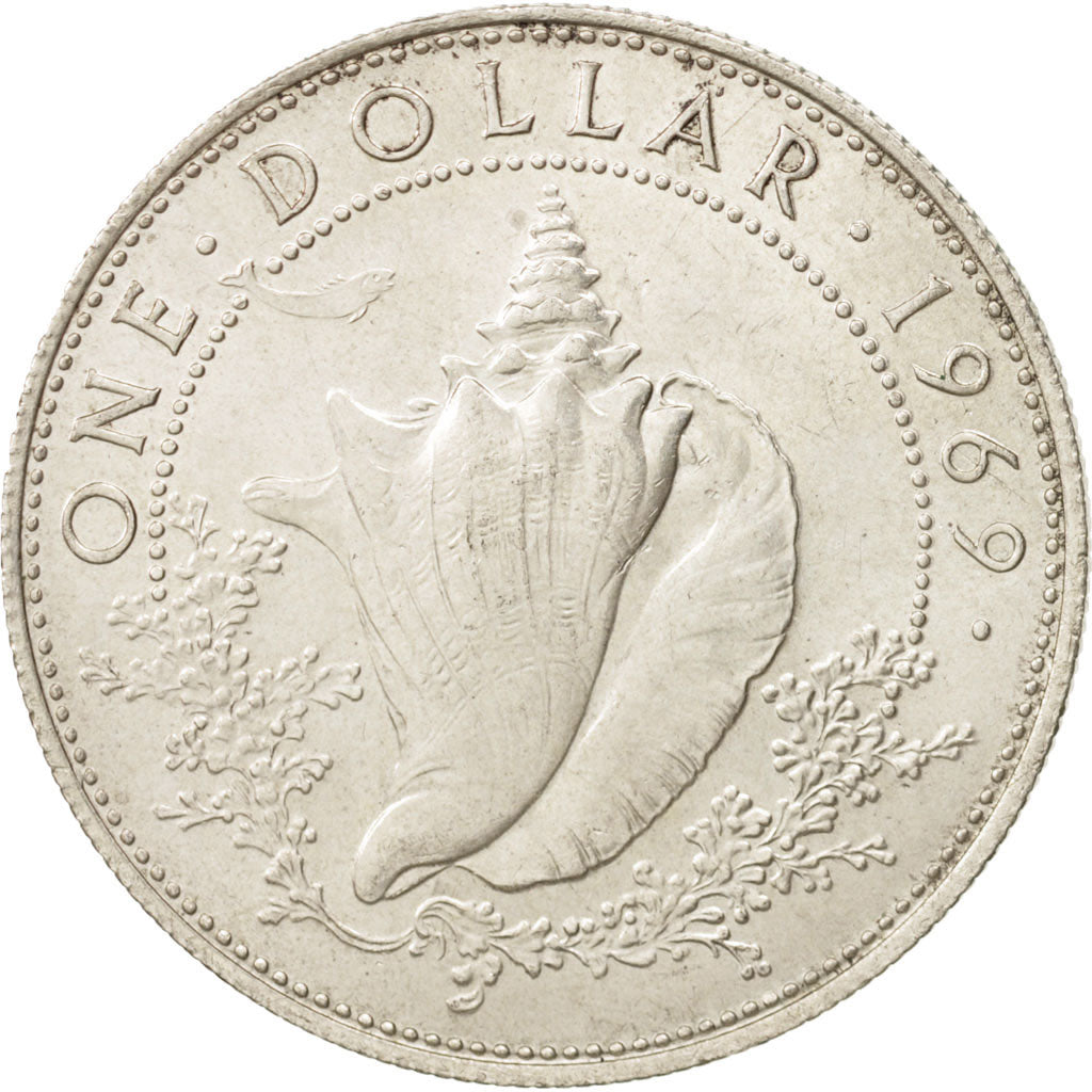 Bahamas, Elizabeth II, Dollar, 1969, AU(50-53), Silver, KM:8