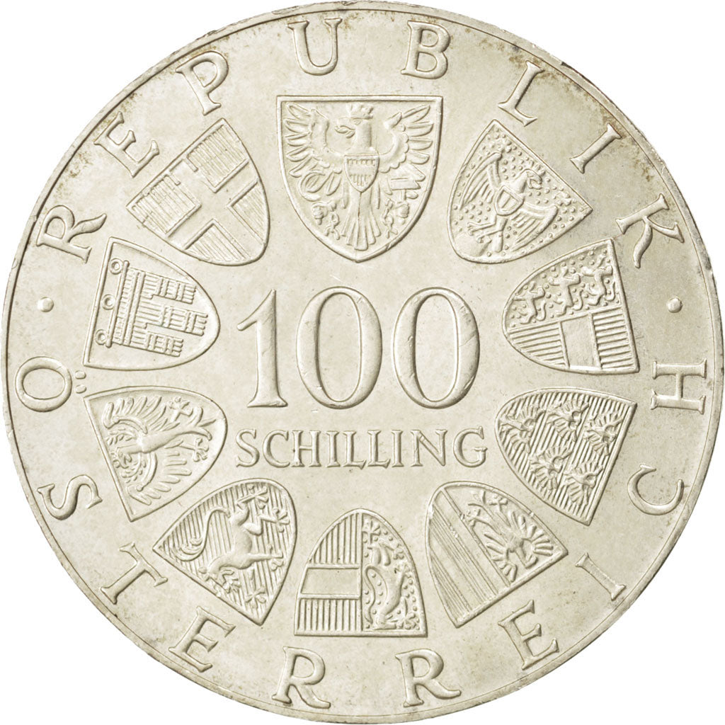 AUSTRIA, 100 Schilling, 1977, KM #2934, MS(63), Silver, 36, 23.83