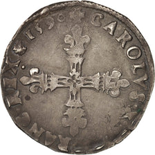 Monnaie, France, 1/8 Ecu, 1590, Paris, TB+, Argent, Sombart:4672