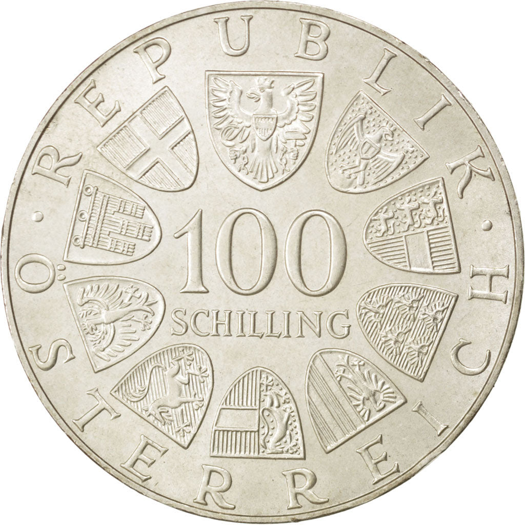 AUSTRIA, 100 Schilling, 1976, KM #2930, MS(60-62), Silver, 36, 23.94