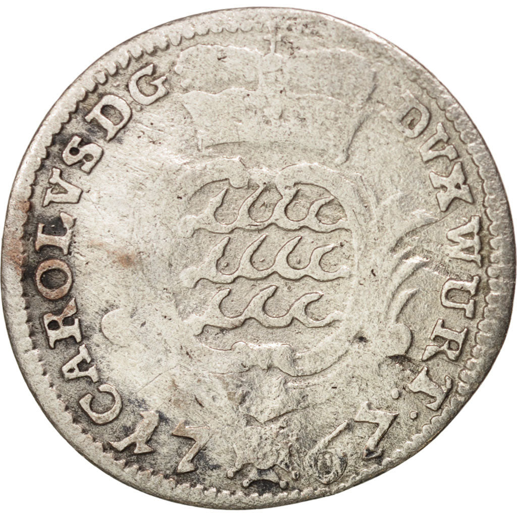 Münze, Deutsch Staaten, WURTTEMBERG, Karl Eugen, 1/48 Thaler, 1767, S+, Billon