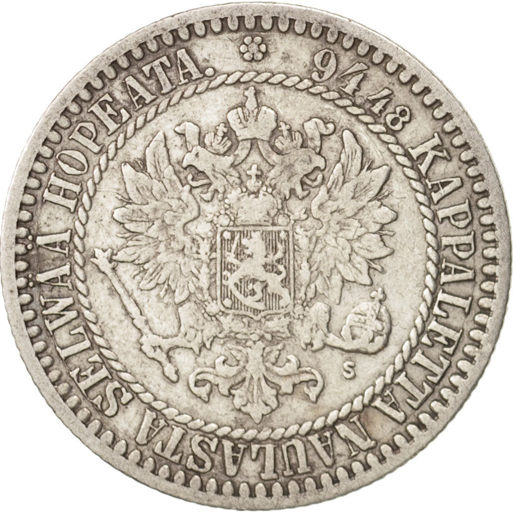 Finland, Alexander II, Markka, 1865, EF(40-45), Silver, KM:3.1