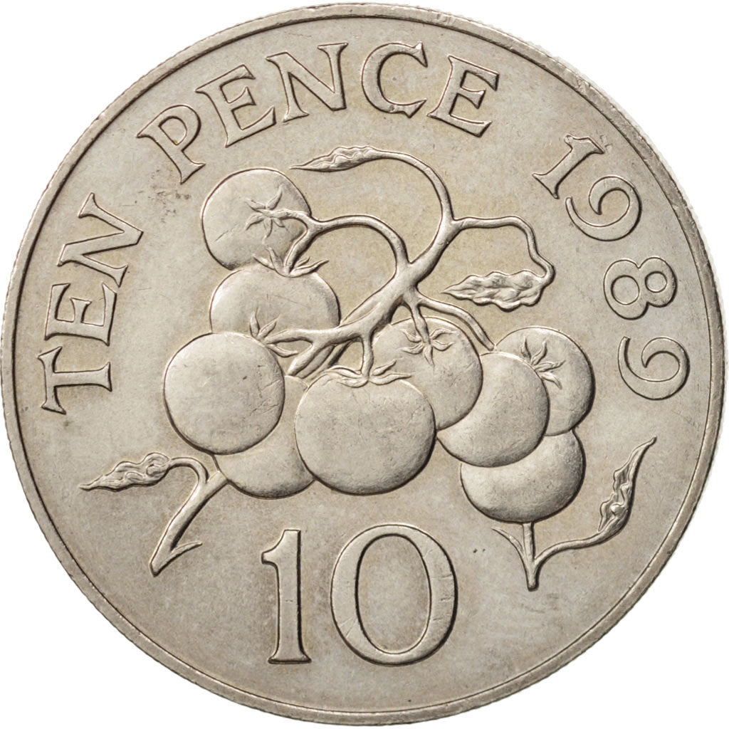 Guernsey, Elizabeth II, 10 Pence, 1989, Guernesey, BB+, Rame-nichel, KM:43.1