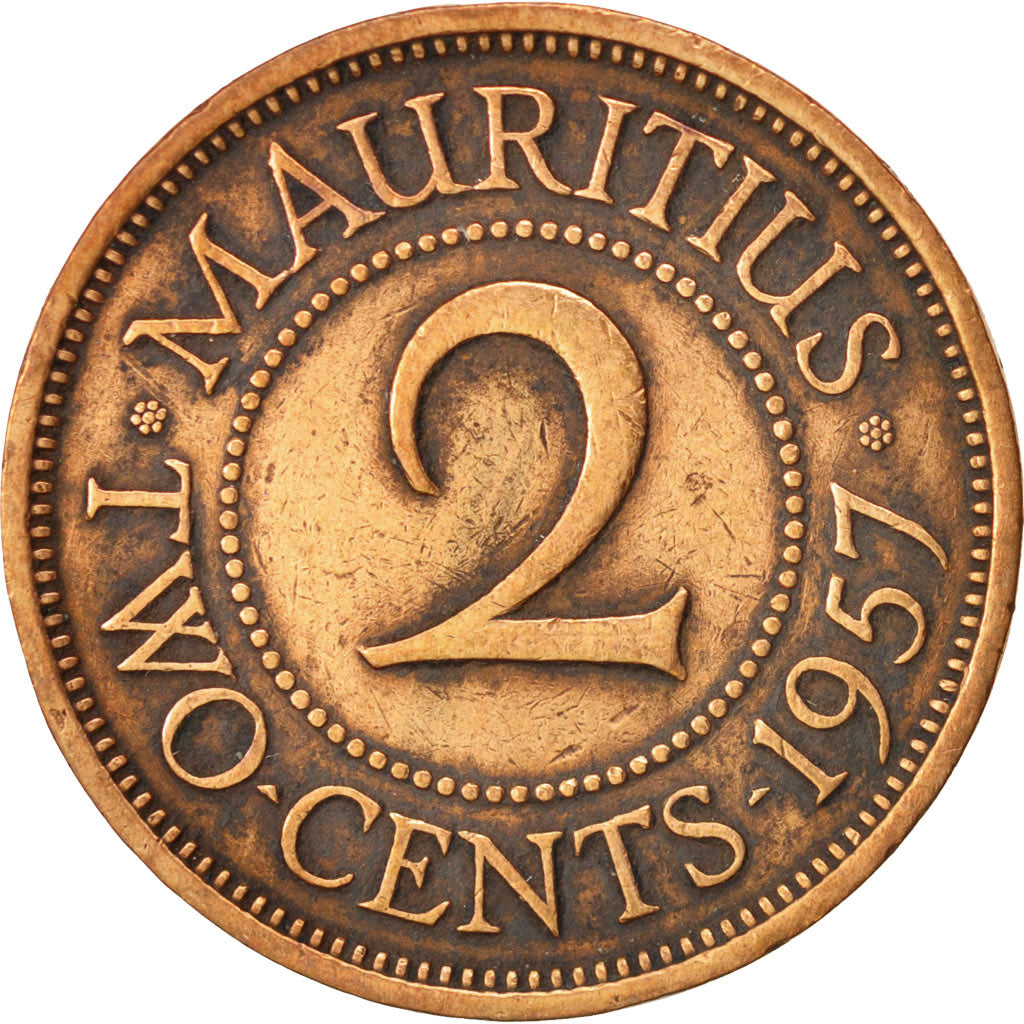 Mauritius, Elizabeth II, 2 Cents, 1957, VF(30-35), Bronze, KM:32