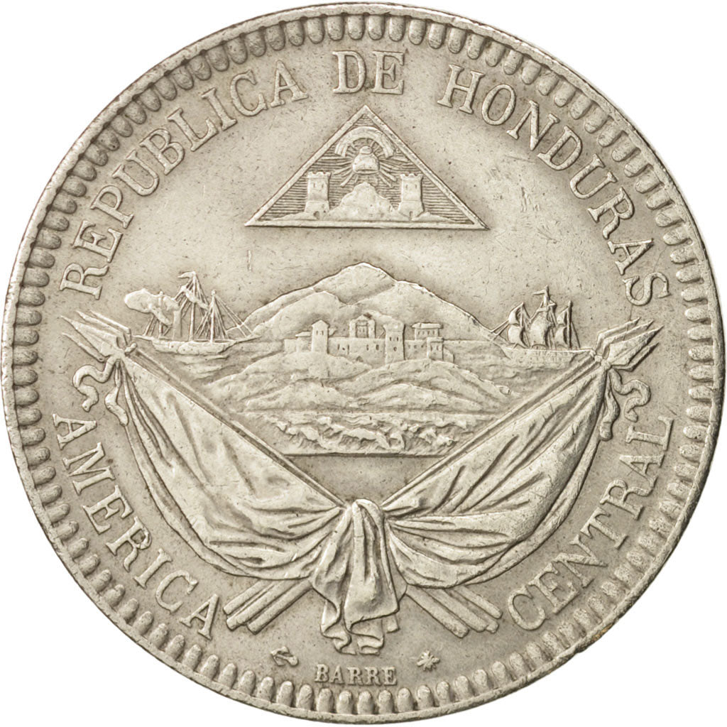 Honduras, Real, 1870, Paris, AU(50-53), Copper-nickel, KM:33
