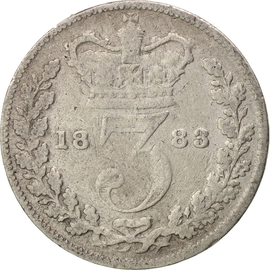 Great Britain, Victoria, 3 Pence, 1883, VF(20-25), Silver, KM:730