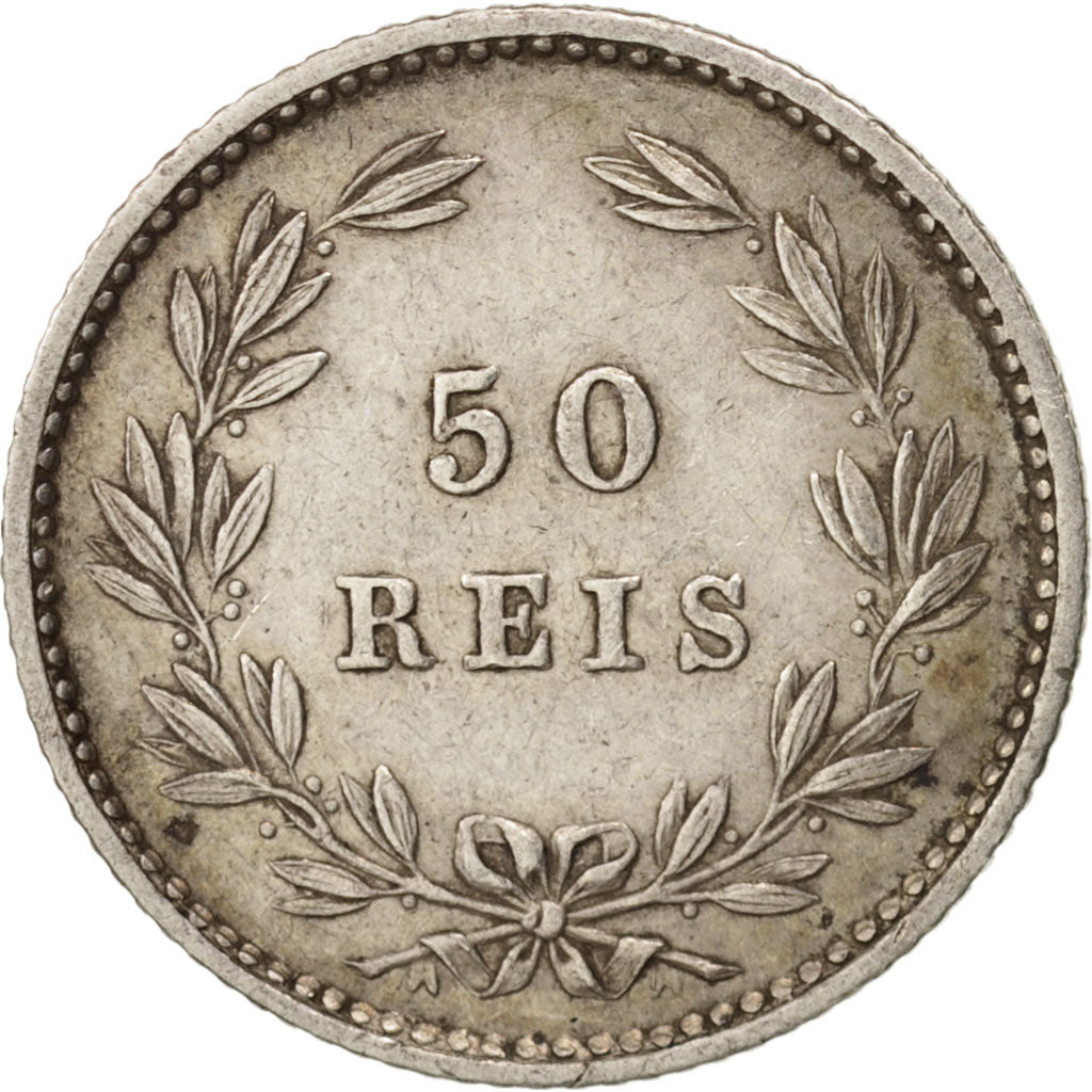 Portugal, Luiz I, 50 Reis, 1877, TTB+, Argent, KM:506.2
