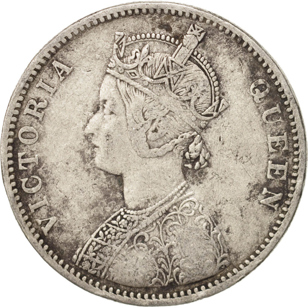 INDIA-BRITISH, Victoria, Rupee, 1875, Bombay, EF(40-45), Silver, KM:473.2