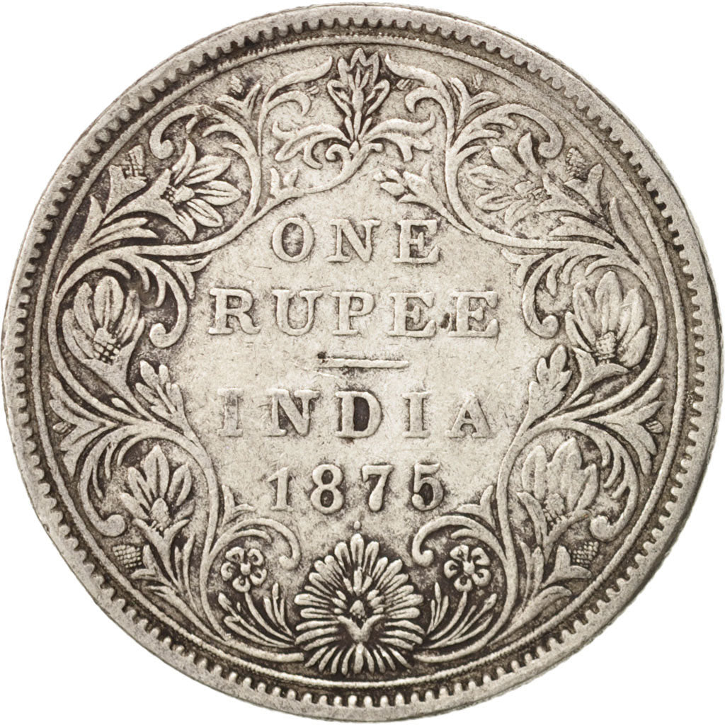 INDIA-BRITISH, Victoria, Rupee, 1875, Bombay, EF(40-45), Silver, KM:473.2