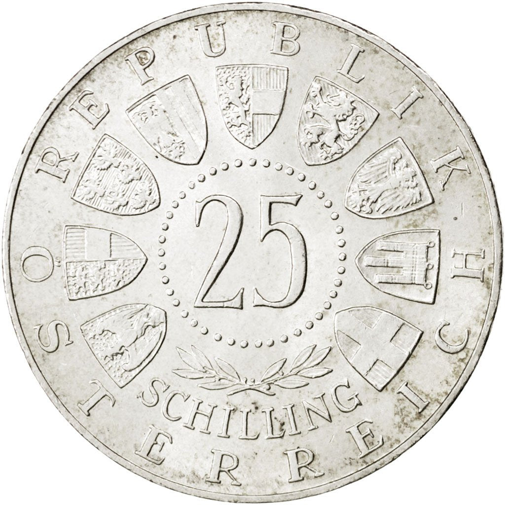 AUSTRIA, 25 Schilling, 1960, KM #2890, MS(60-62), Silver, 30, 13.02
