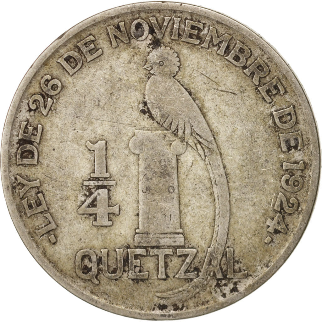 Guatemala, 1/4 Quetzal, 1926, London, VF(20-25), Silver, KM:243.1