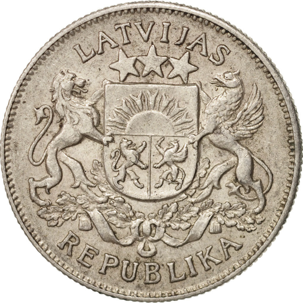 Coin, Latvia, 2 Lati, 1925, AU(50-53), Silver, KM:8