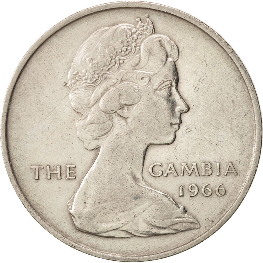GAMBIA, THE, 4 Shillings, 1966, Paris, AU(50-53), Copper-nickel, KM:6