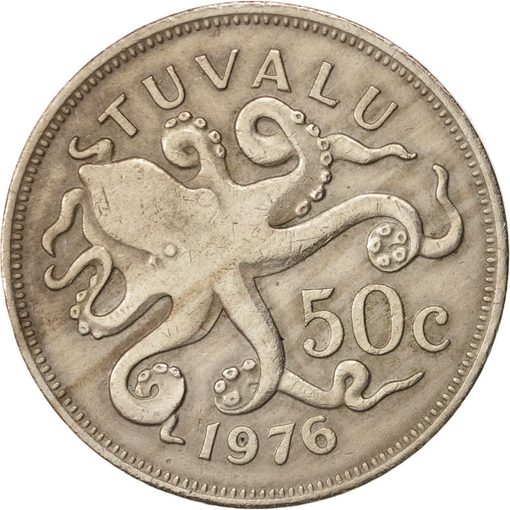 Tuvalu, Elizabeth II, 50 Cents, 1976, British Royal Mint, EF(40-45)
