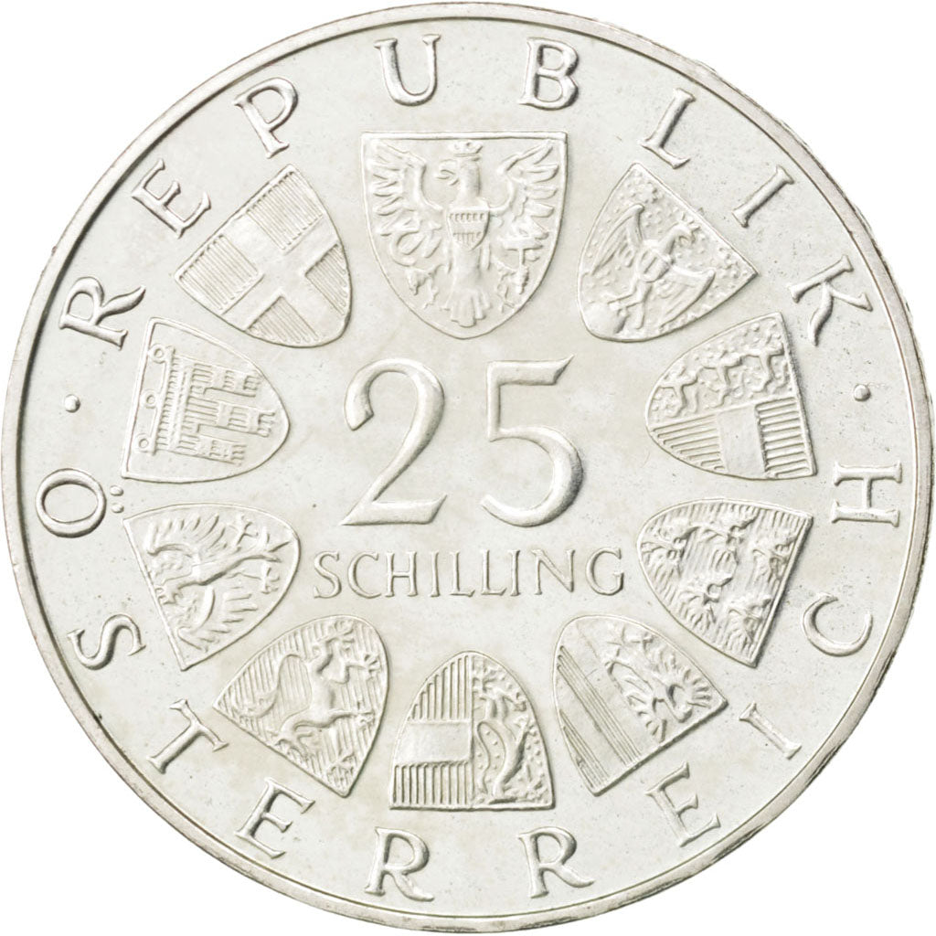 AUSTRIA, 25 Schilling, 1971, KM #2910, AU(55-58), Silver, 30, 13.10