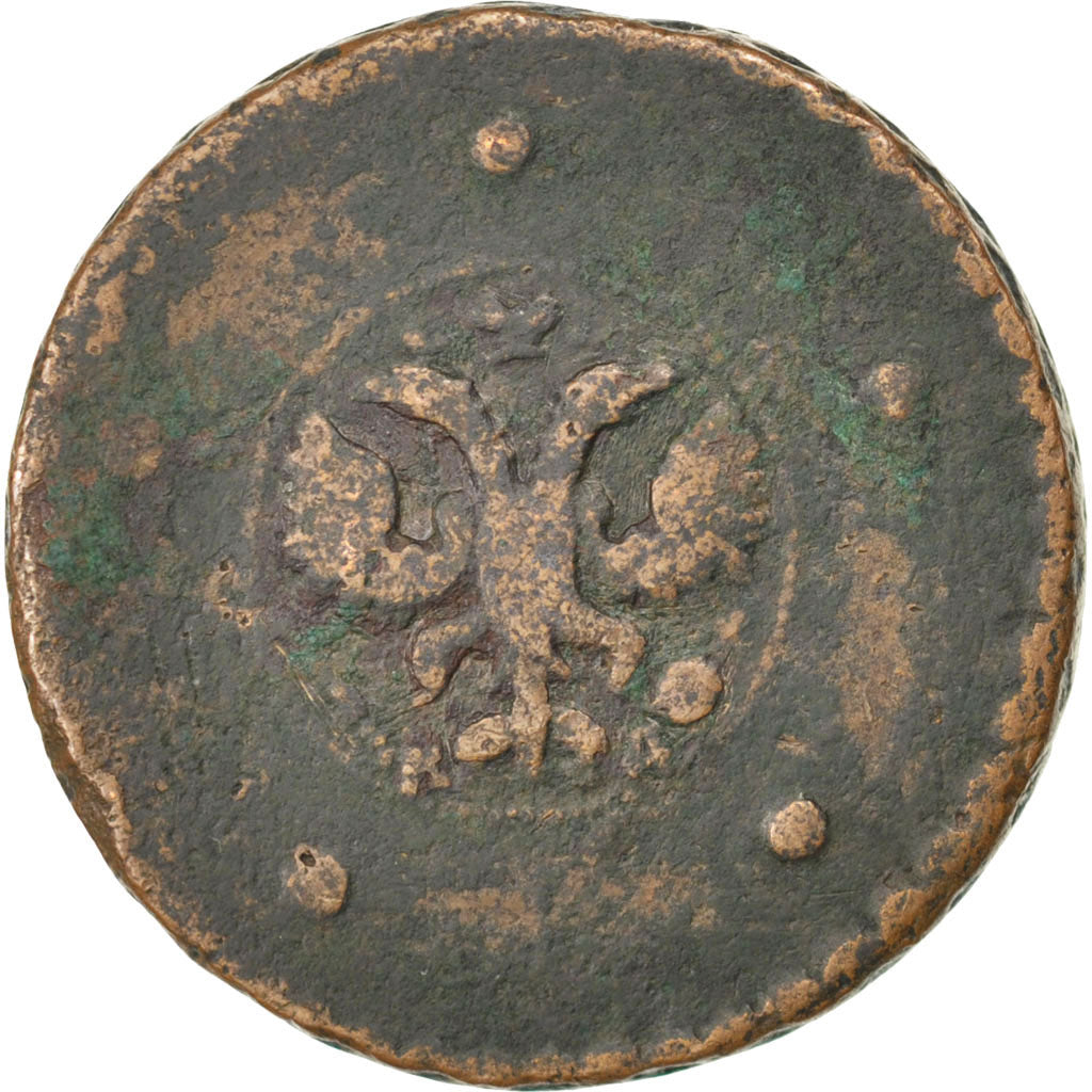 Moneta, Russia, Catherine I, 5 Kopeks, 1727, Moscow, MB+, Rame, KM:179