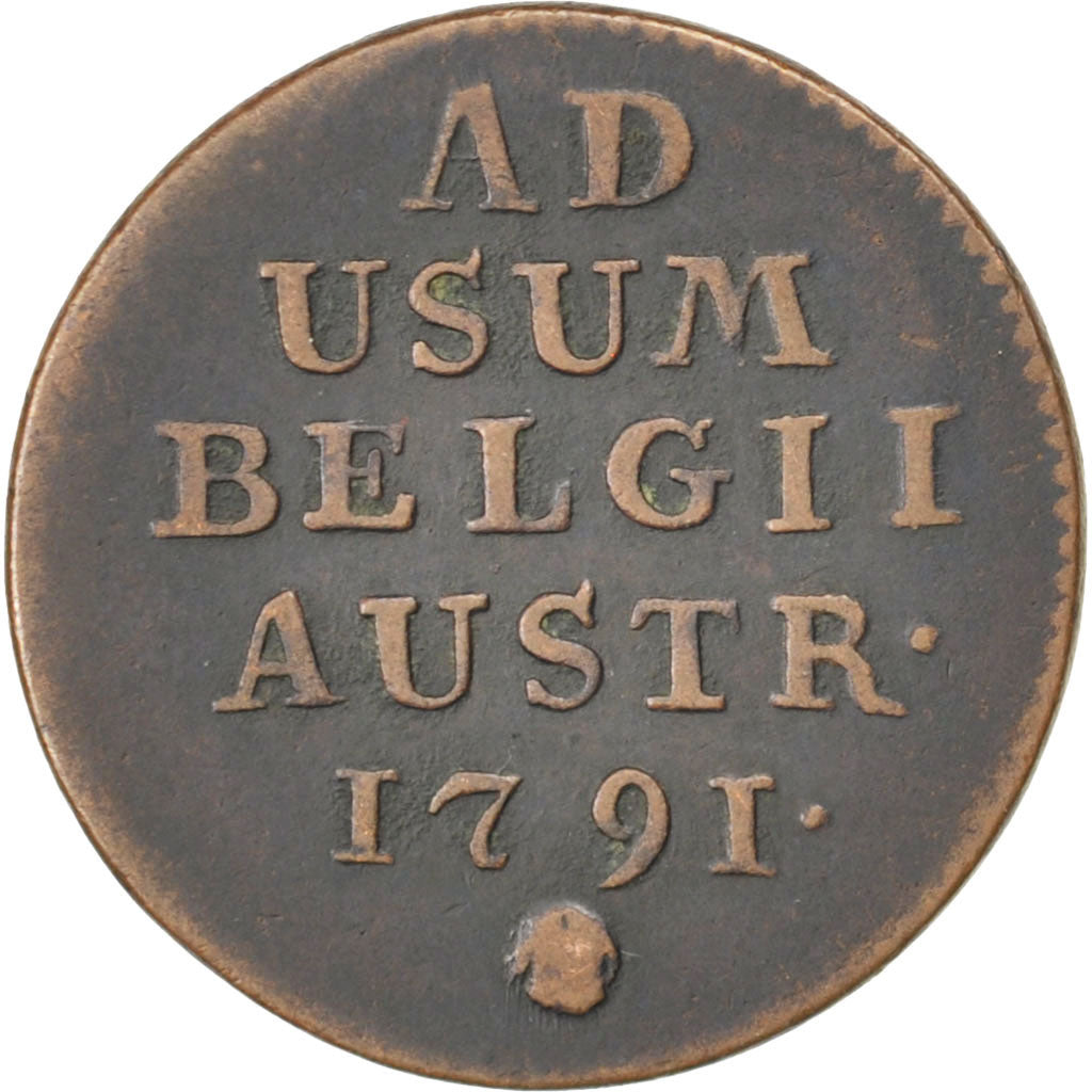 AUSTRIAN NETHERLANDS, Liard, Oord, 1791, Brussels, KM #52, EF(40-45), Copper,...