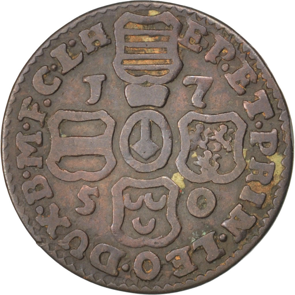 LIEGE, Liard, 1750, Liege, KM #155, VF(30-35), Copper, 3.50