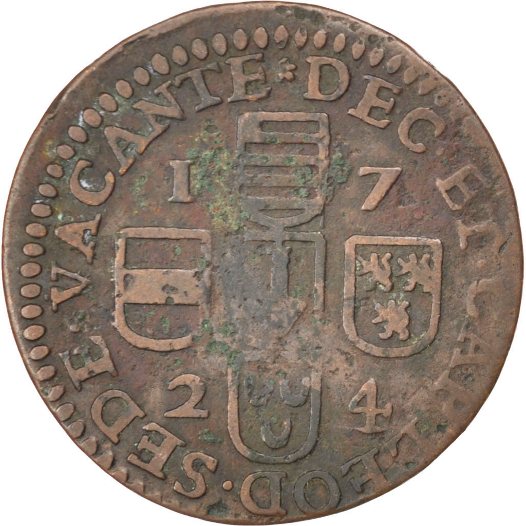 LIEGE, Liard, 1724, Liege, KM #127, VF(30-35), Copper, 3.50