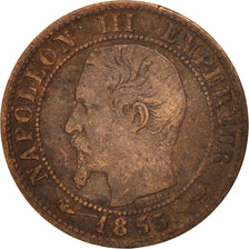 France, Centime, 1855, Paris, TB+, Bronze, KM:775.1, Gadoury:86