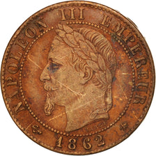 Moneta, Francia, Napoleon III, Napoléon III, Centime, 1862, Paris, BB, Bronzo