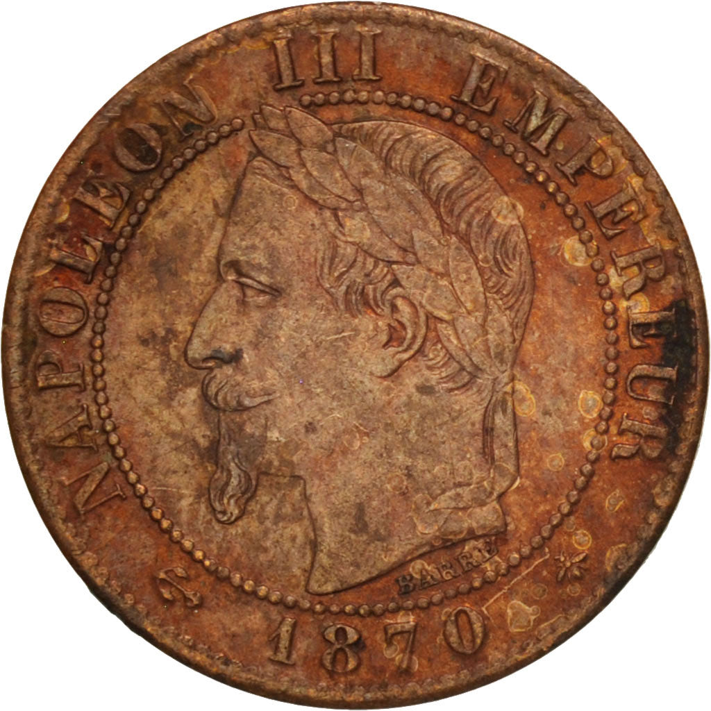 Coin, France, Napoleon III, Napoléon III, Centime, 1870, Paris, AU(50-53)