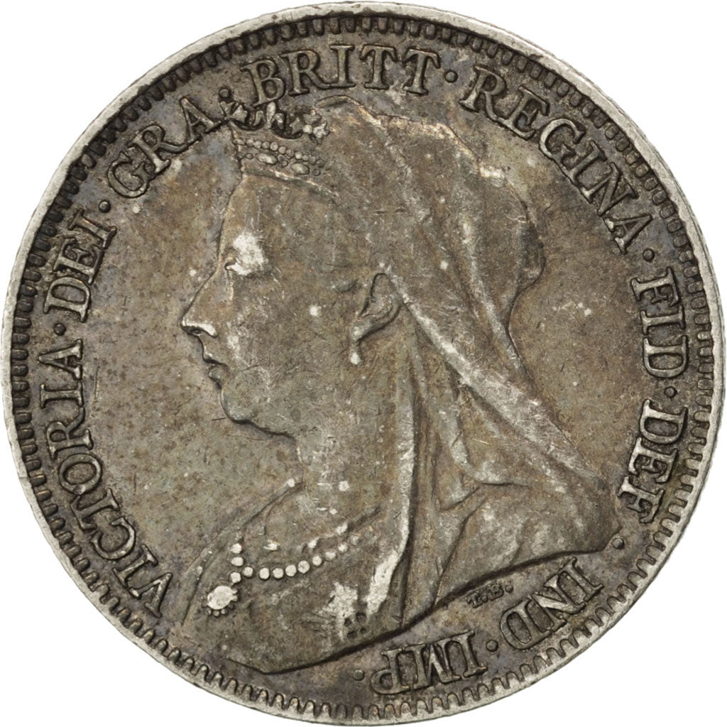 GREAT BRITAIN, 6 Pence, 1895, KM #779, AU(50-53), Silver, 19.5, 2.83
