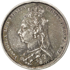 GREAT BRITAIN, Shilling, 1891, KM #774, AU(50-53), Silver, 5.63